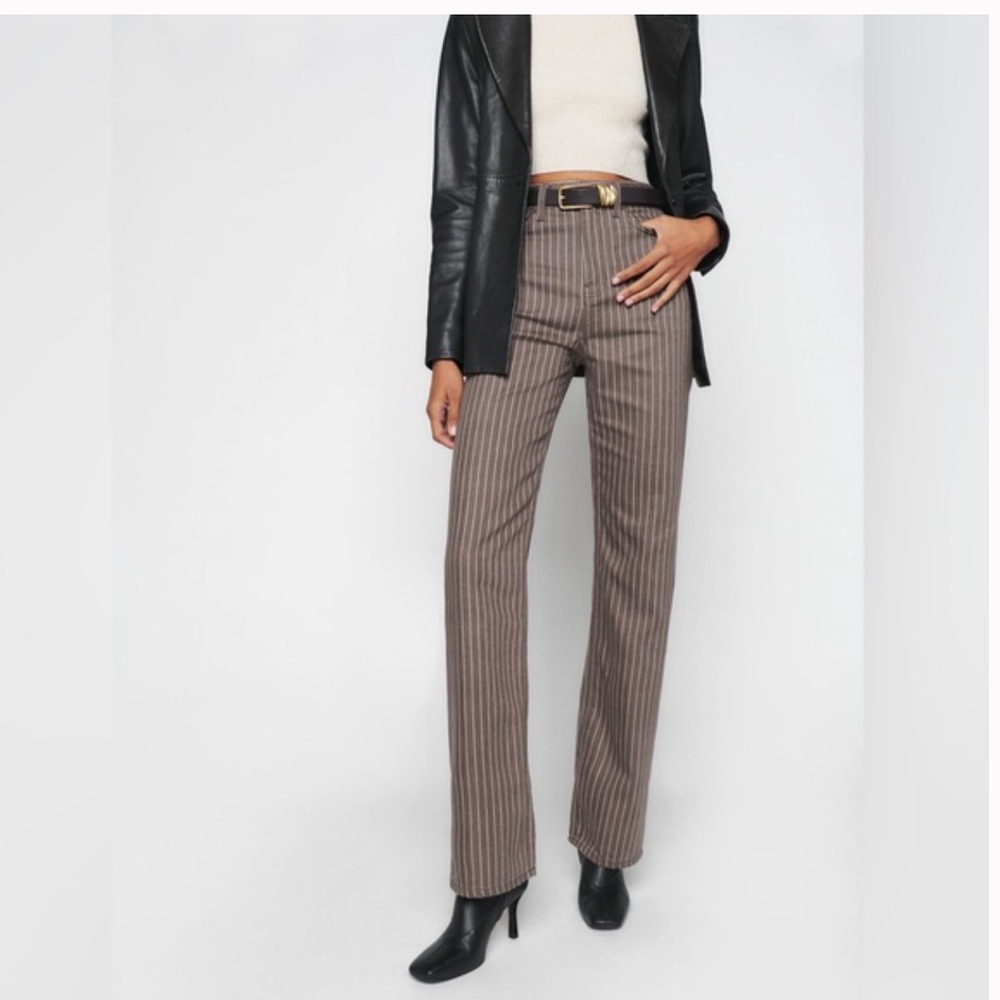 Reformation Wilder Jeans Brown Pinstripe